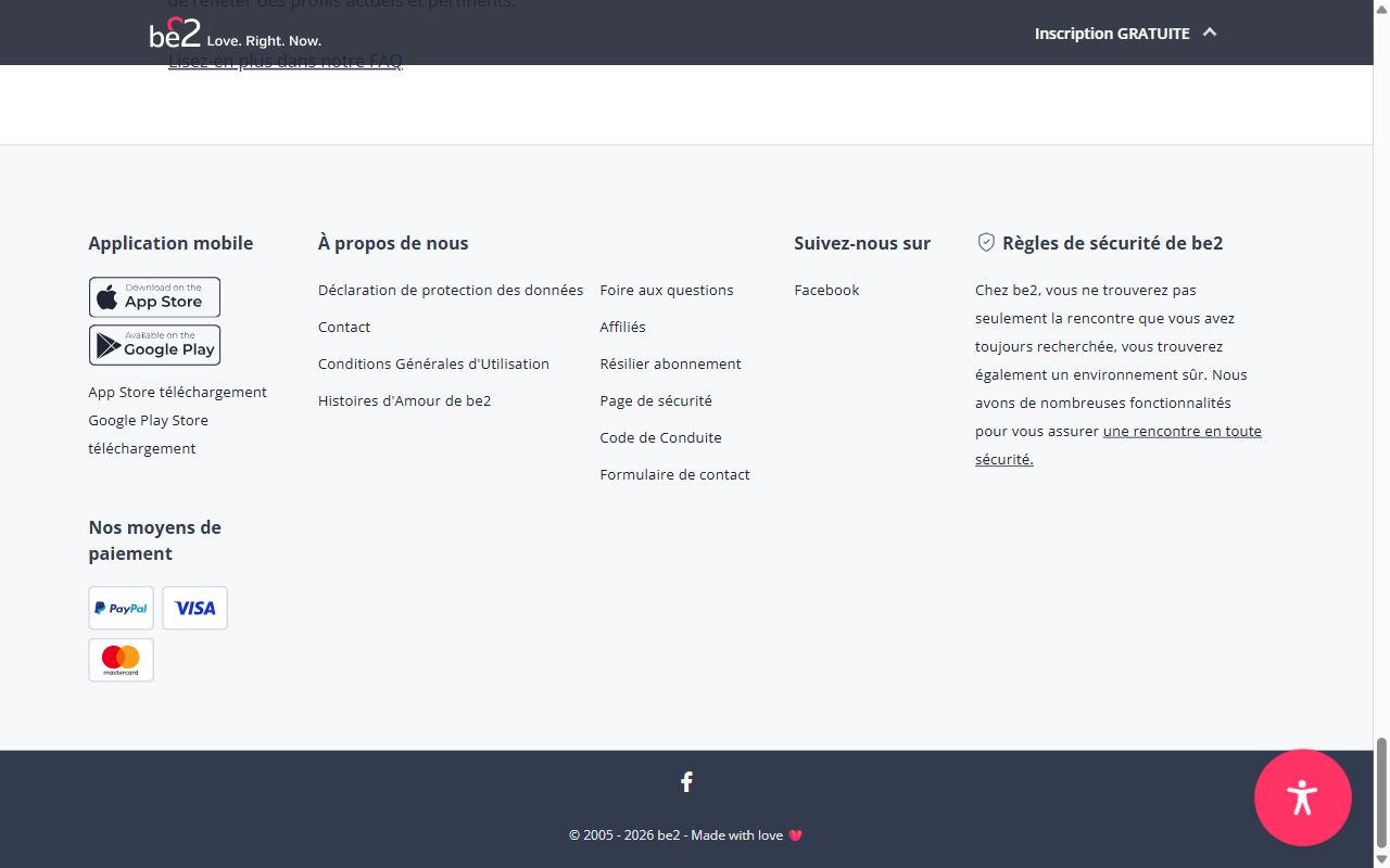 pied de page be2, moyens de paiement