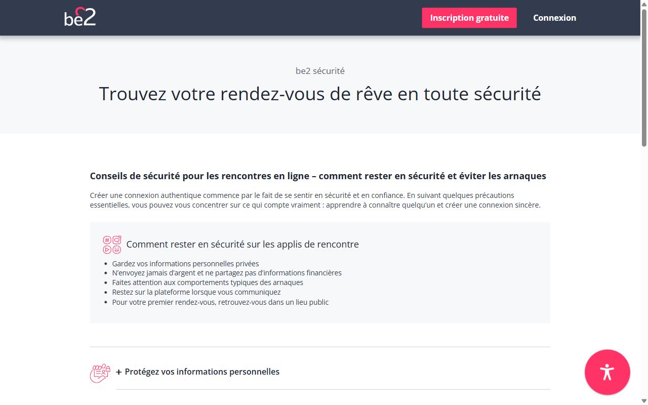 Page sécurité de be2